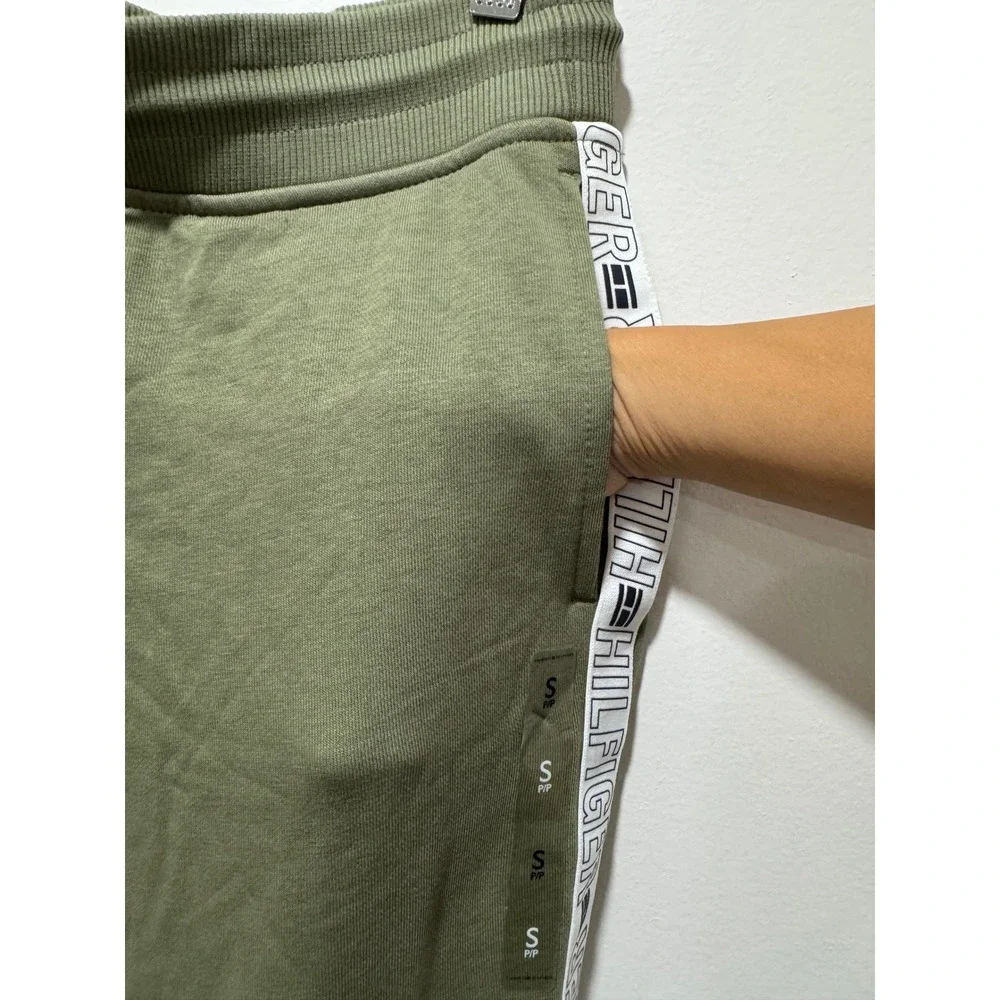 Tommy Hilfiger Sport Mens Olive Green Logo Tape Jogger Sweatpants Small NWT